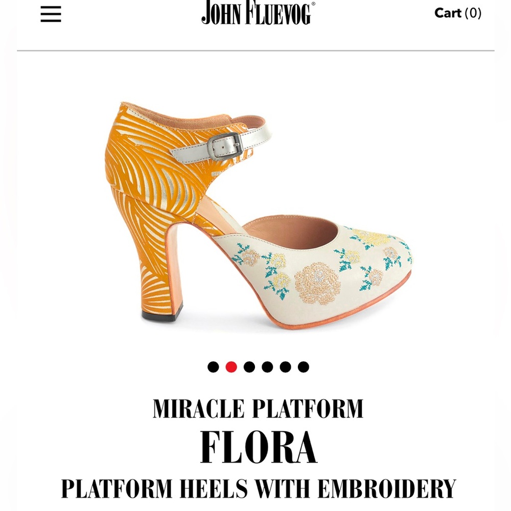 John Fluevog miracles platform, ankle in Flora new in box, never worn